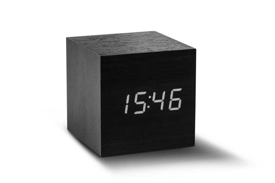 Tegen de wil Groot universum Verstrooien Cube Click Clock Black / LED White